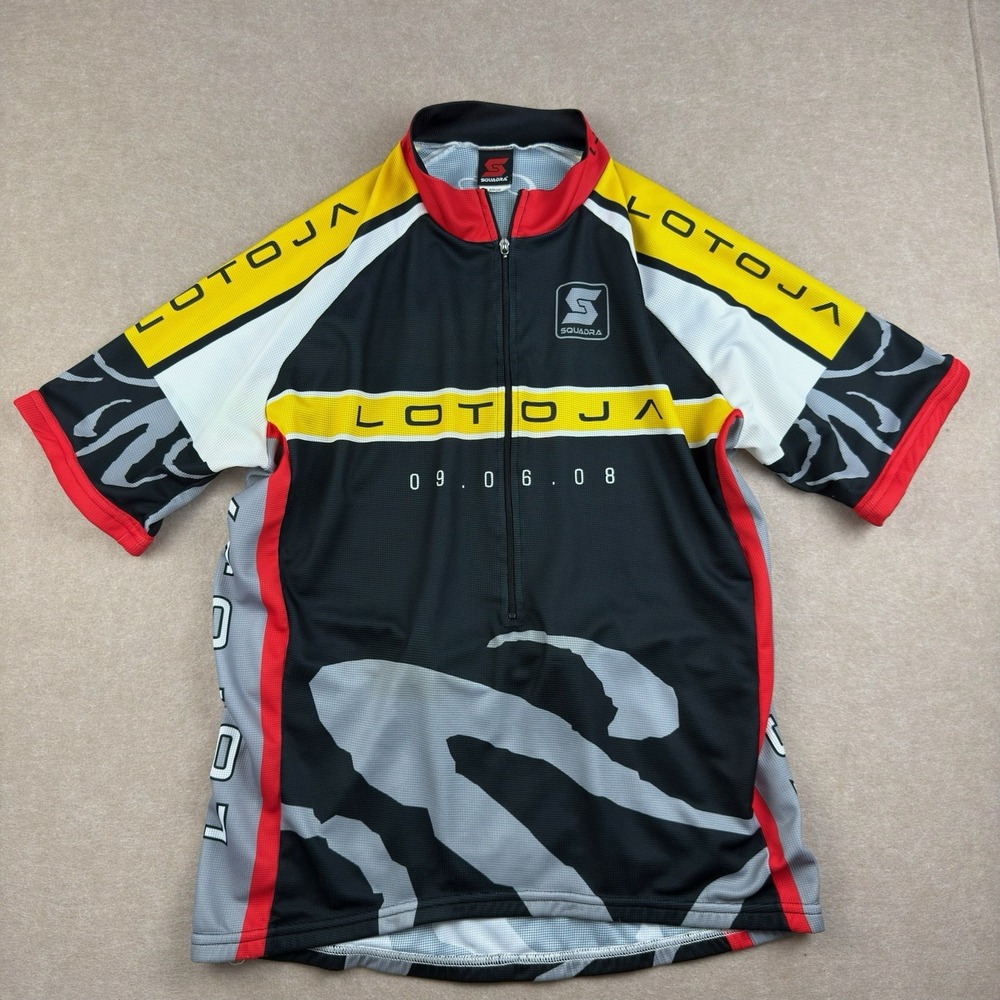 Squadra LOTOJA‎ 2008 Cycling Jersey Men L USA Made Half Zip Race Black Red